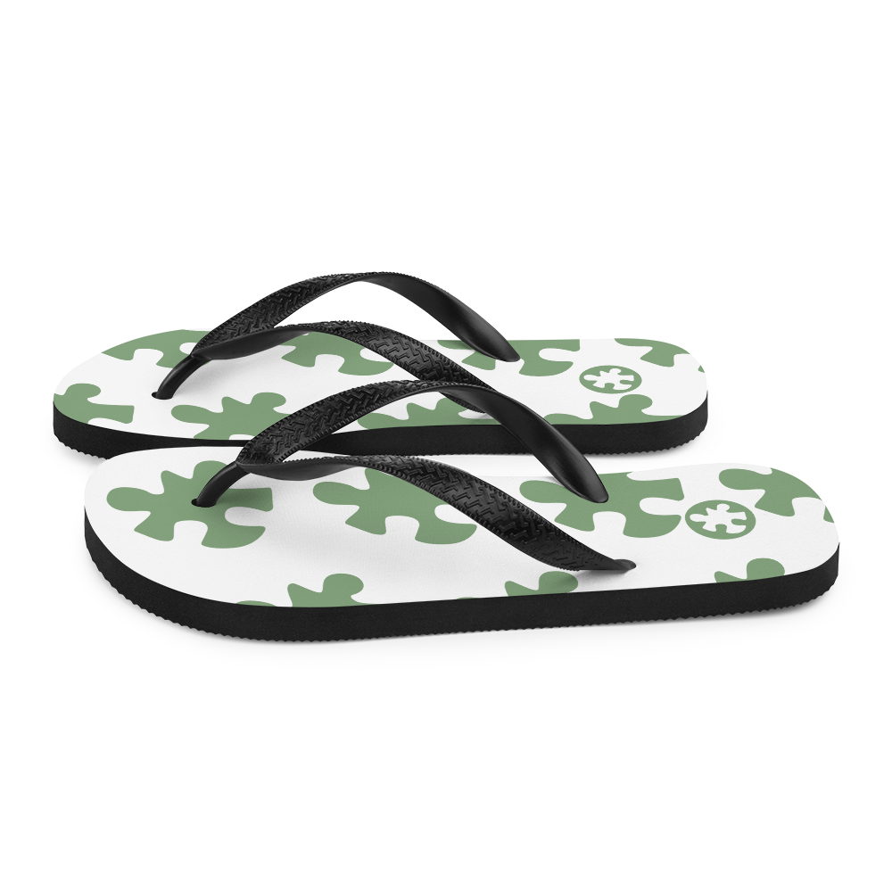 Green Puzzle Piece Flip-Flops