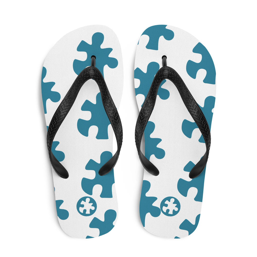 Blue Puzzle Piece Flip-Flops