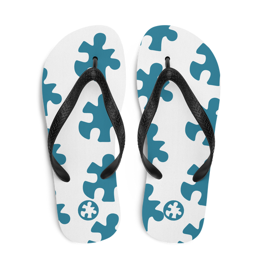 Blue Puzzle Piece Flip-Flops