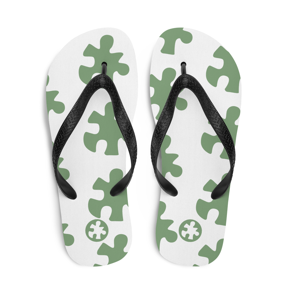 Green Puzzle Piece Flip-Flops