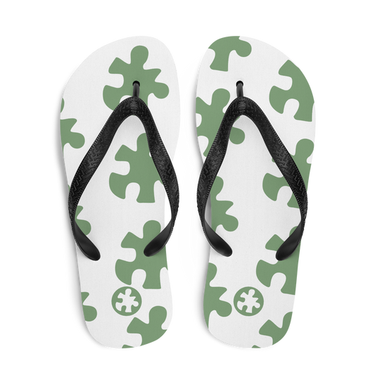 Green Puzzle Piece Flip-Flops